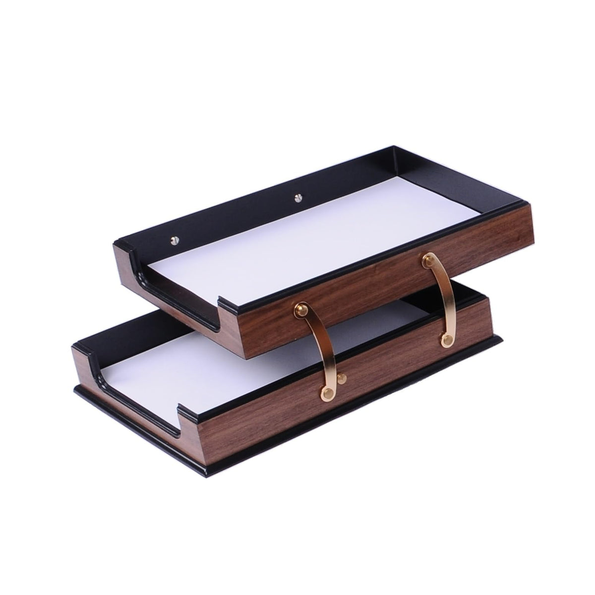 14 Piece Leather Wood Desk Organizer Set Q974559