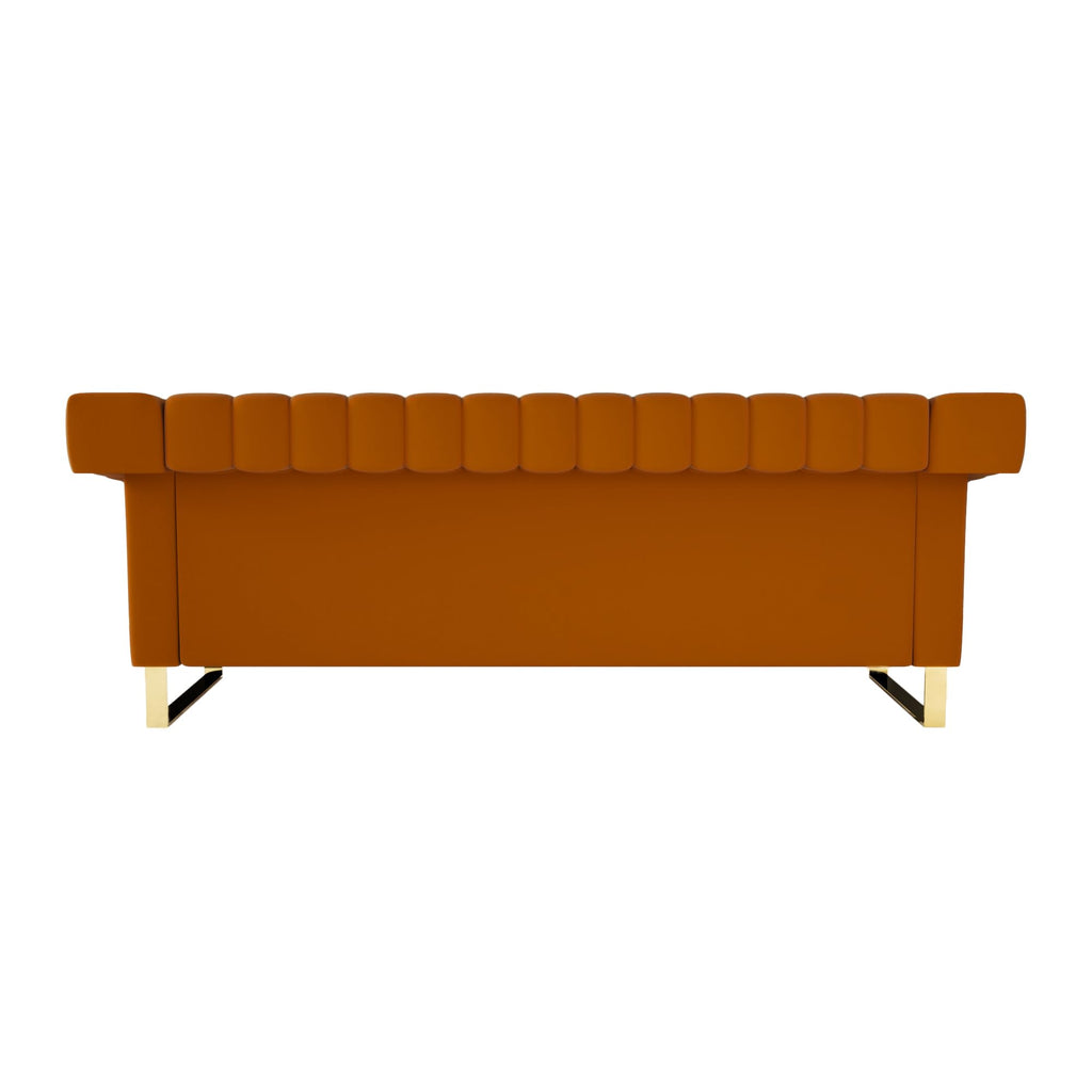 Orange Velvet Sofa with Gold Metal Legs T889866