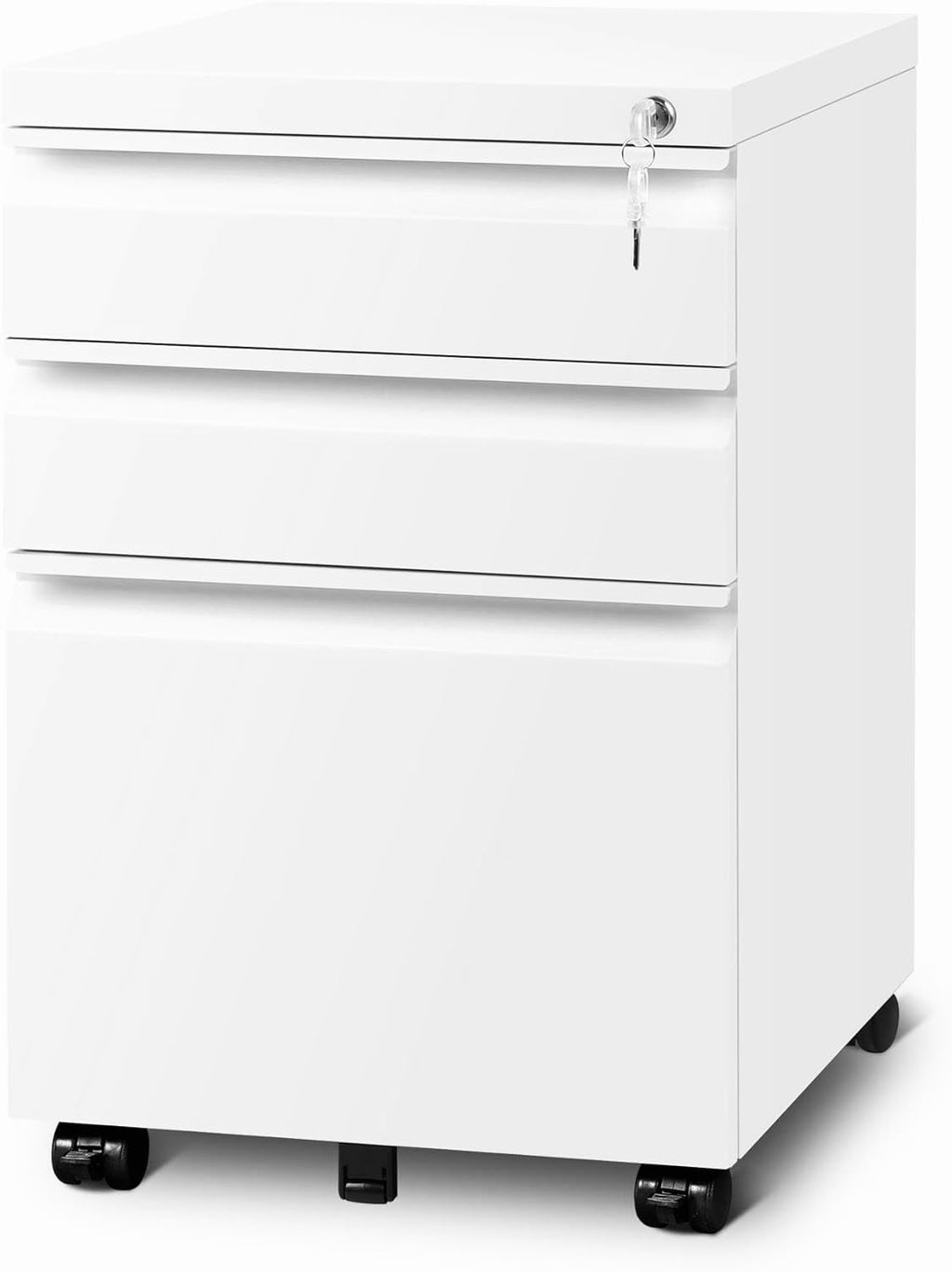 3 Drawer Locking File Cabinet Matte White M79862