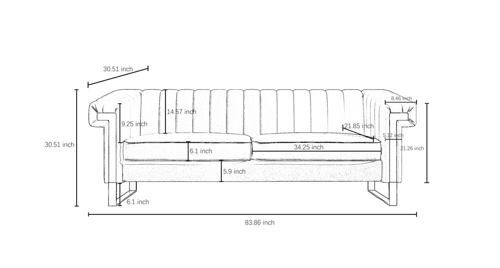 Orange Velvet Sofa with Gold Metal Legs T889866