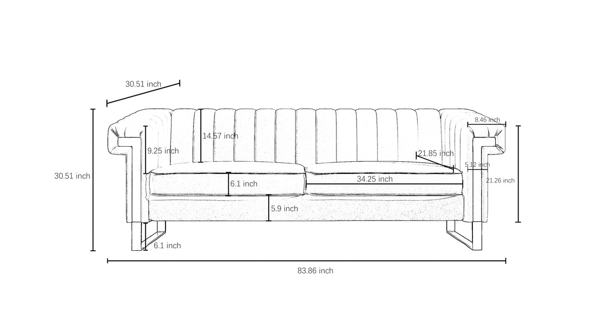Orange Velvet Sofa with Gold Metal Legs T889866