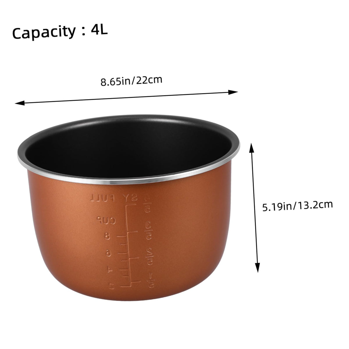Non Stick Electric Cooker Inner Pot Aluminum Alloy Brown U50245