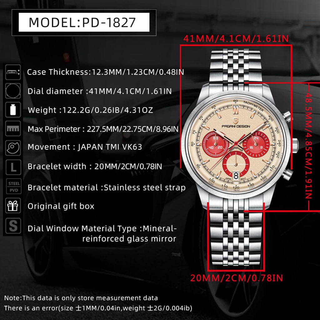 41MM Stainless Steel Chronograph Watch V687