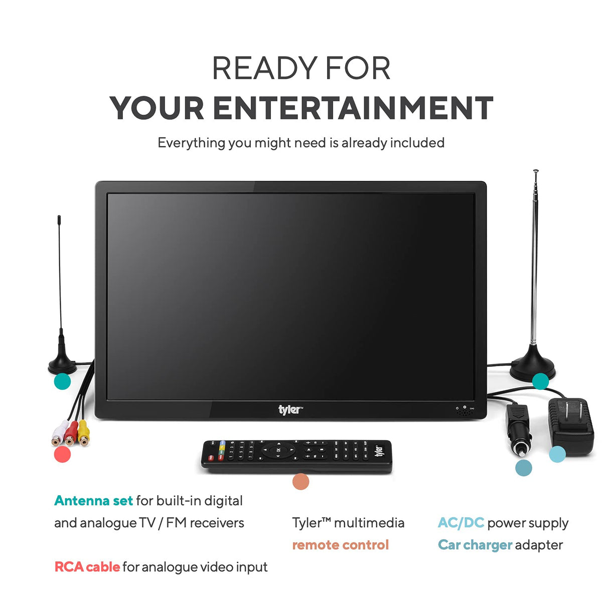 16" Portable LCD TV Battery Powered Wireless Capability HD-TV O254120
