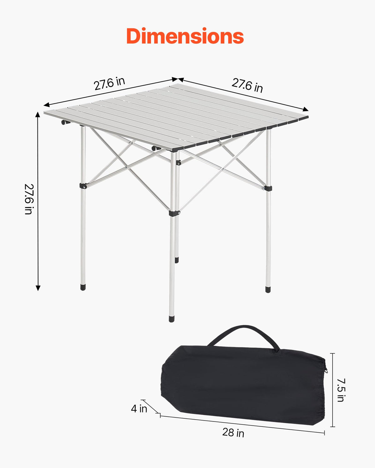 Folding Camping Table 28 inch Silver I2970
