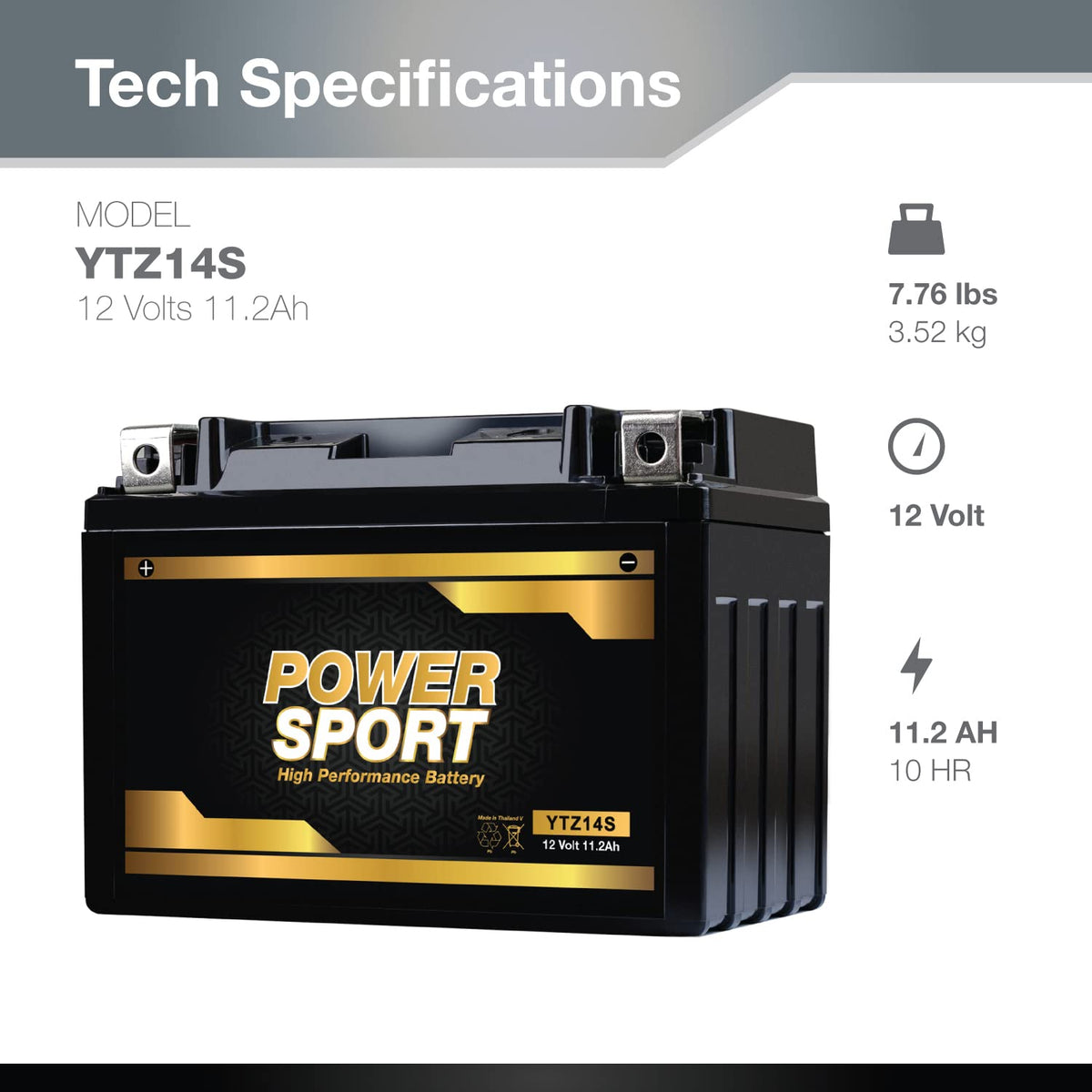 12V 11.2Ah SLA AGM Motorcycle Battery W758