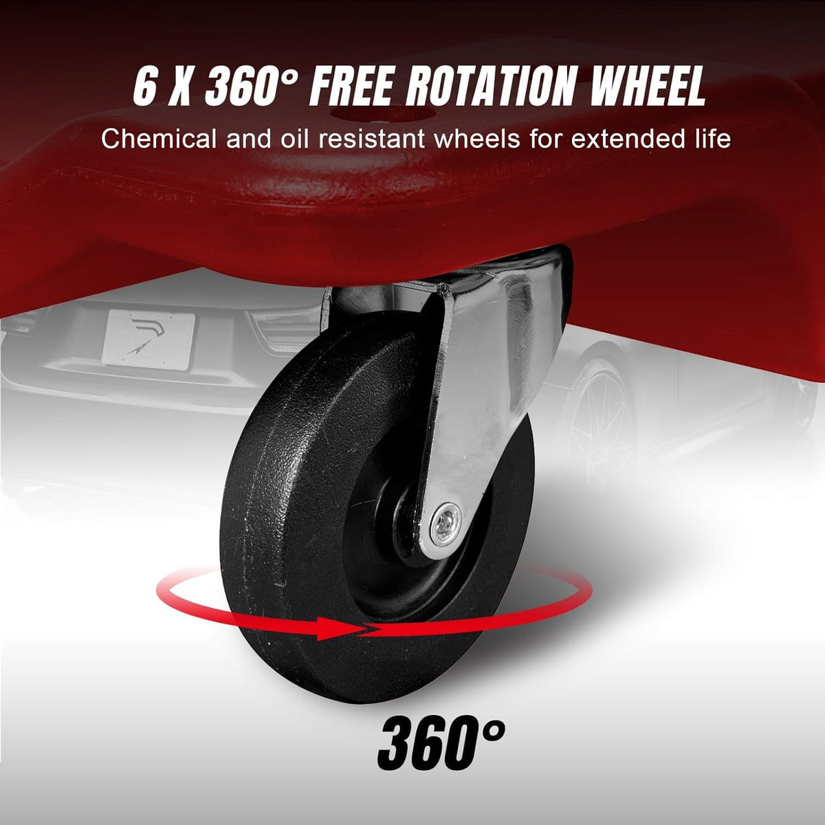 40" Plastic Rolling Creeper with Padded Headrest and 6 Casters I45837