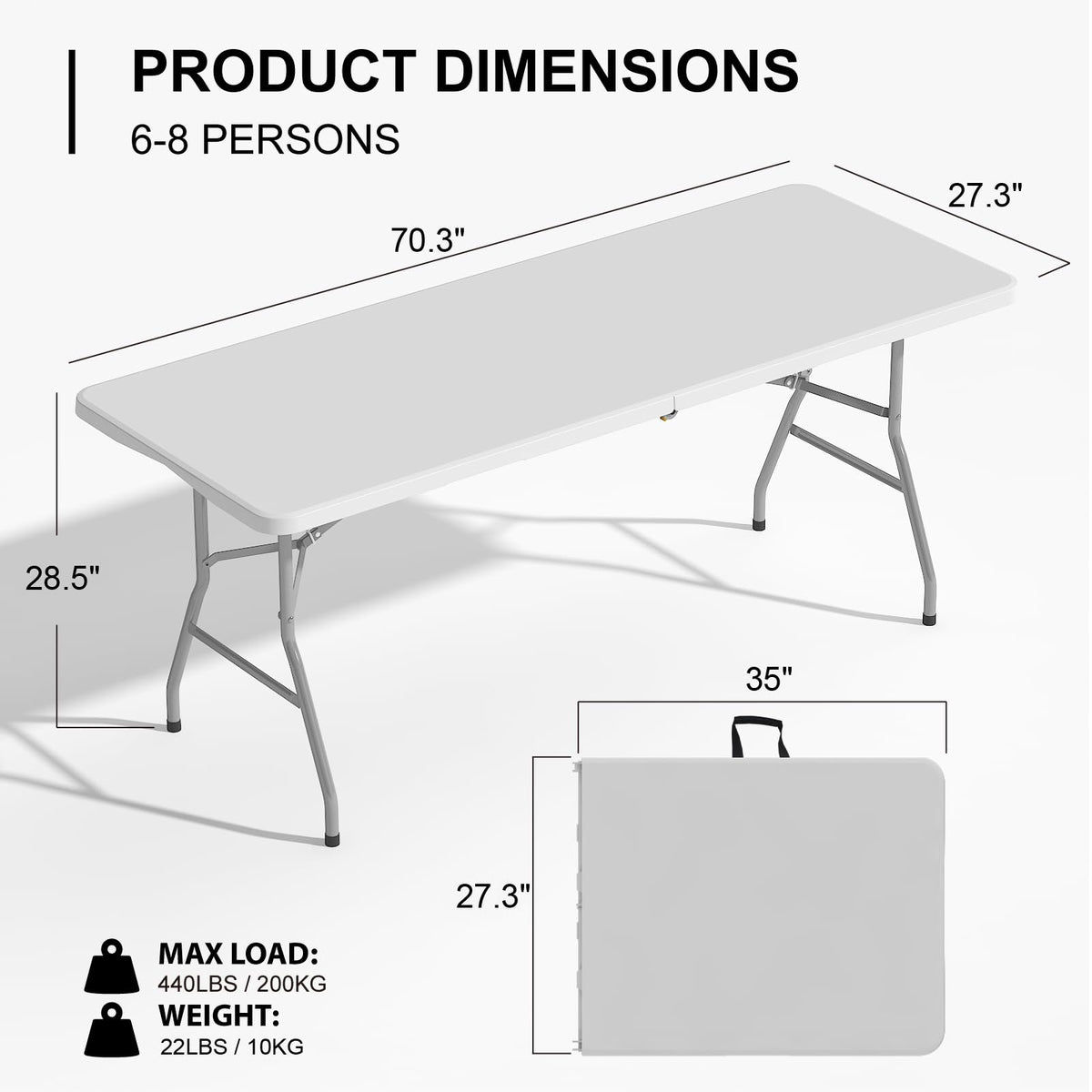 White 6FT Folding Table D53517