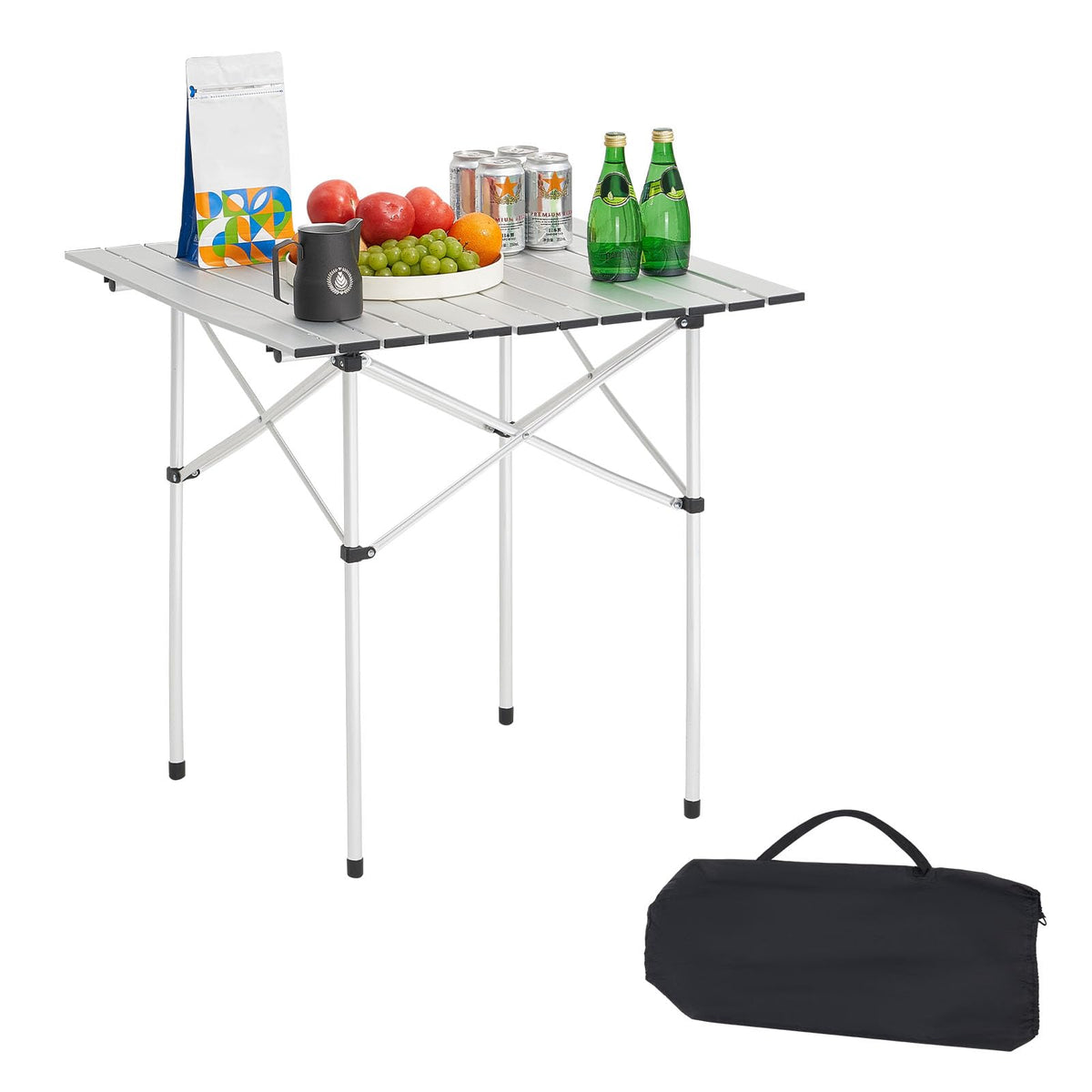 Folding Camping Table 28 inch Silver I2970