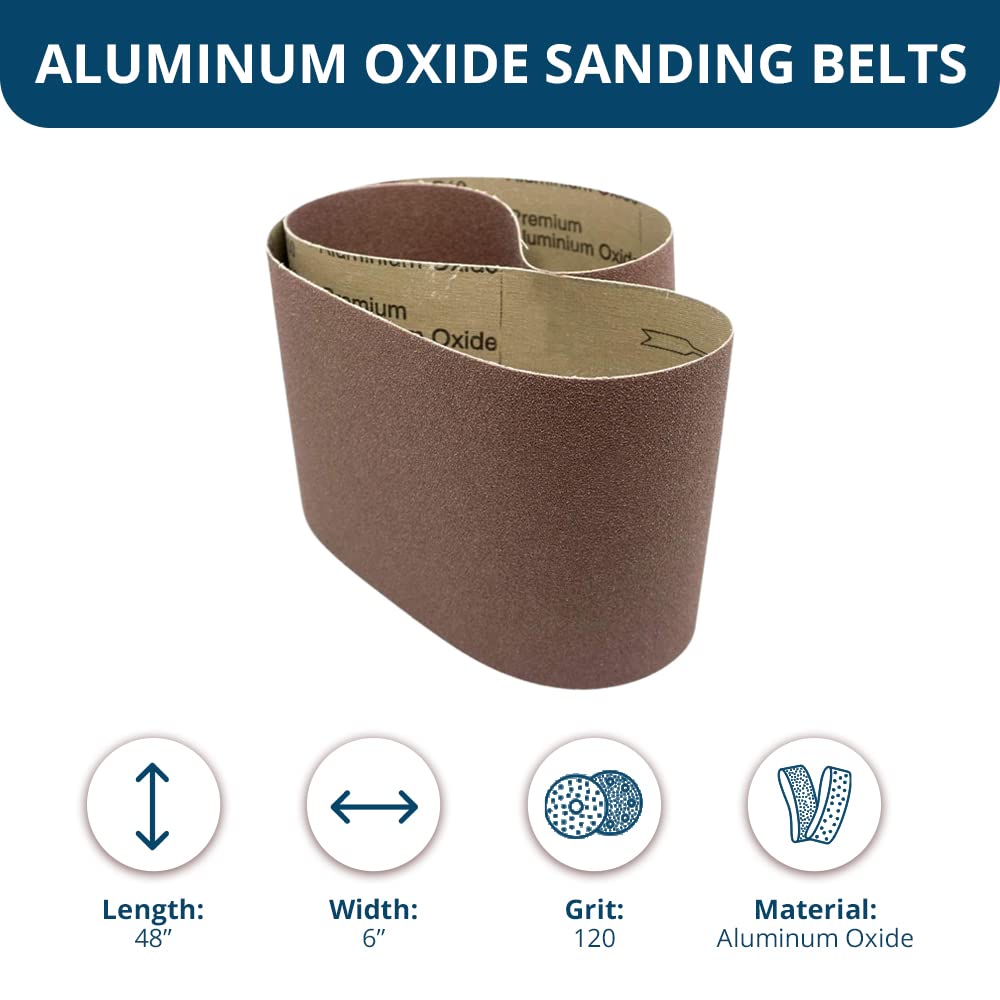 6” x 48” Aluminum Oxide Sanding Belts 120 Grit 2 Pack H1411