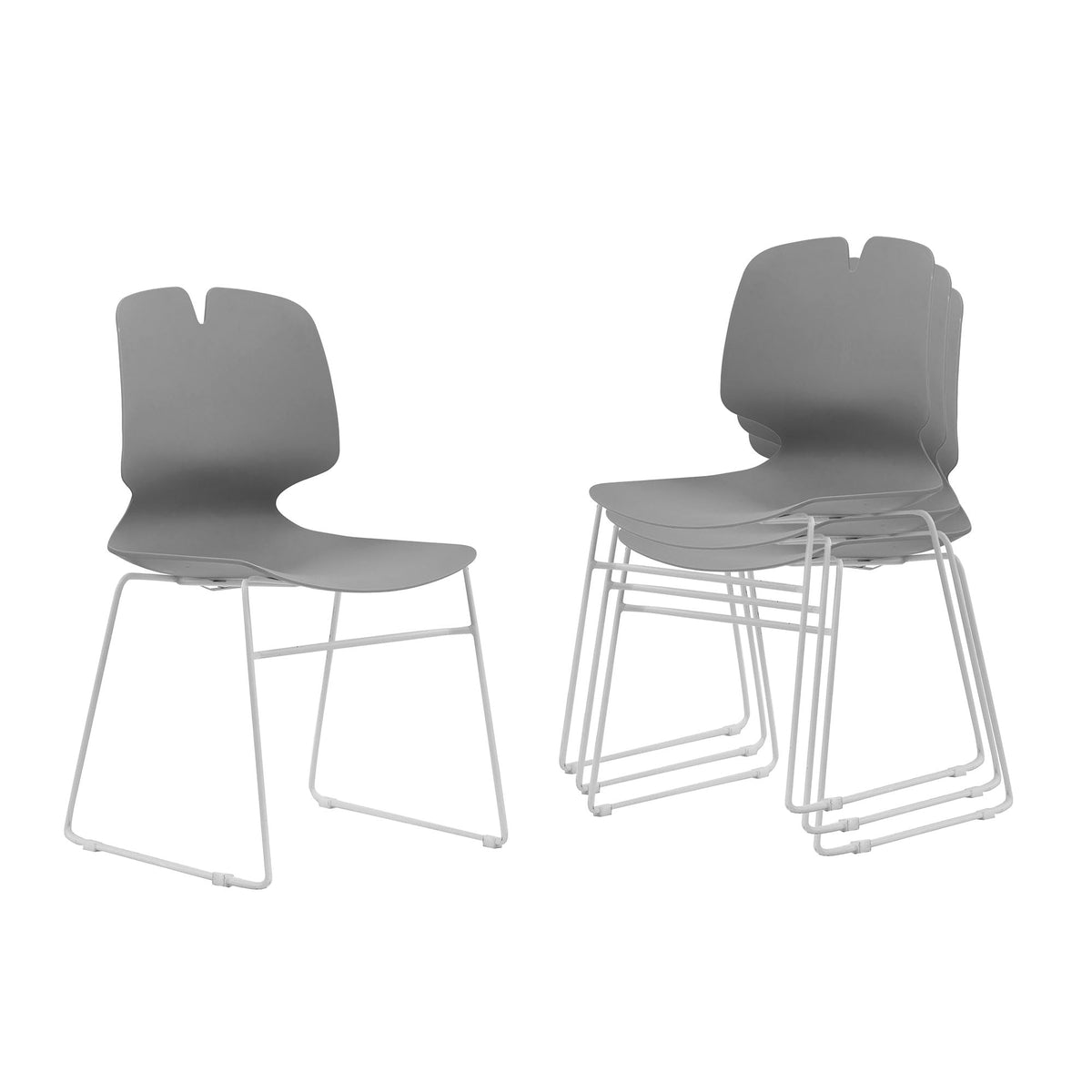 Grey Polypropylene Steel Office Chair Set of 4 D866