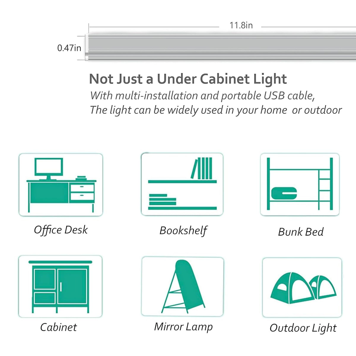 Under Cabinet LED Light Bar 12" 3000K Warm Kitchen Lamp X380837