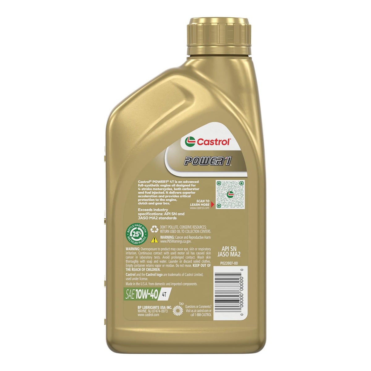 10W-40 Full Synthetic Motorcycle Oil, 1 Quart, Pack of 6 E4026