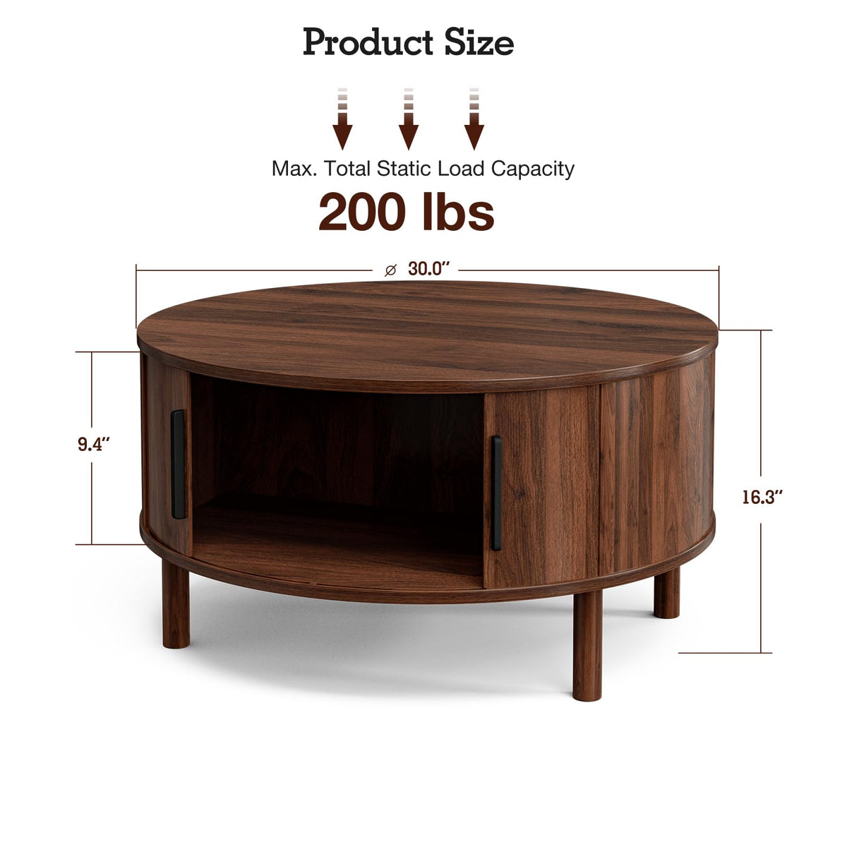 Round Coffee Table with Sliding Doors E4959