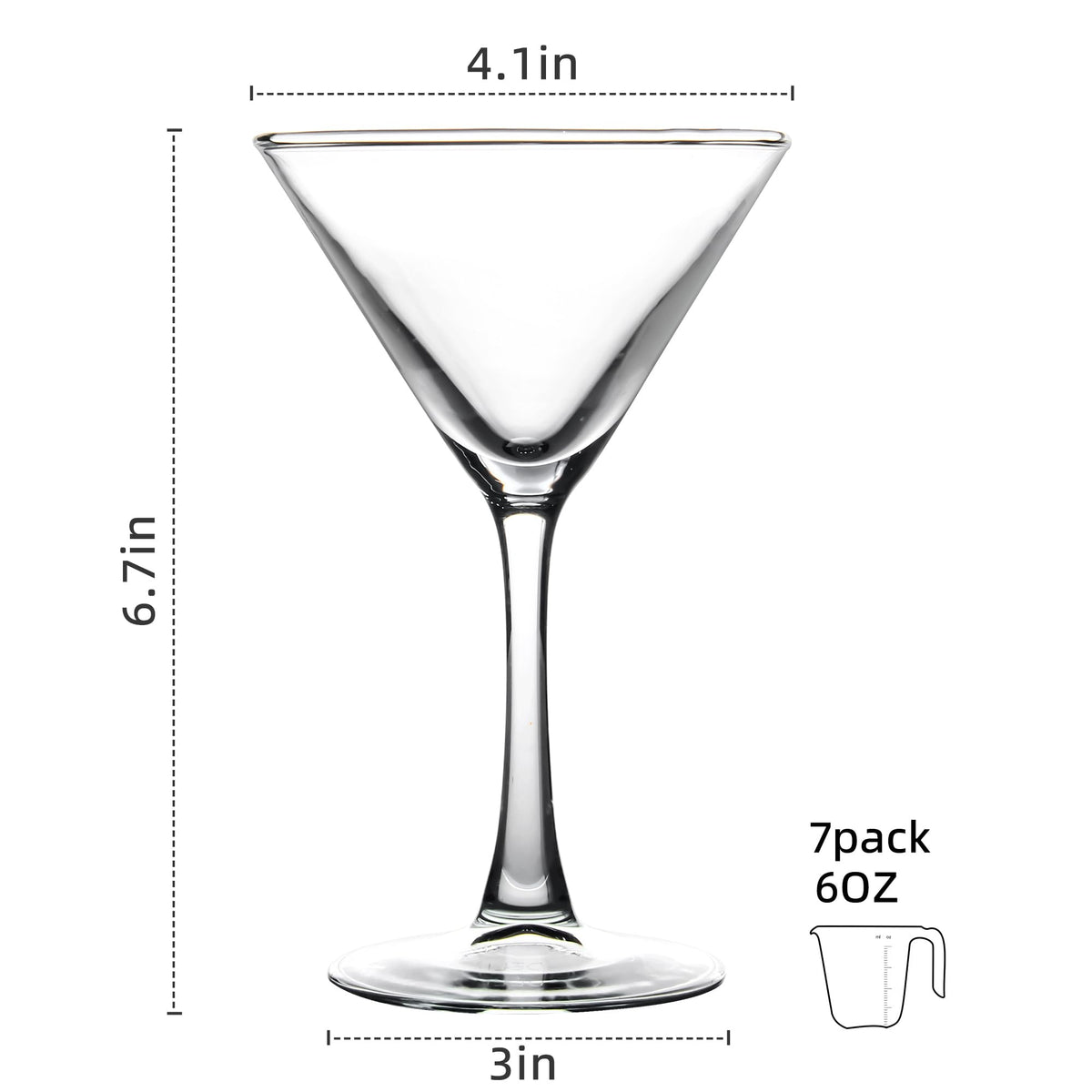 Clear Cocktail Glasses Set of 7, 6 Ounce Q2872