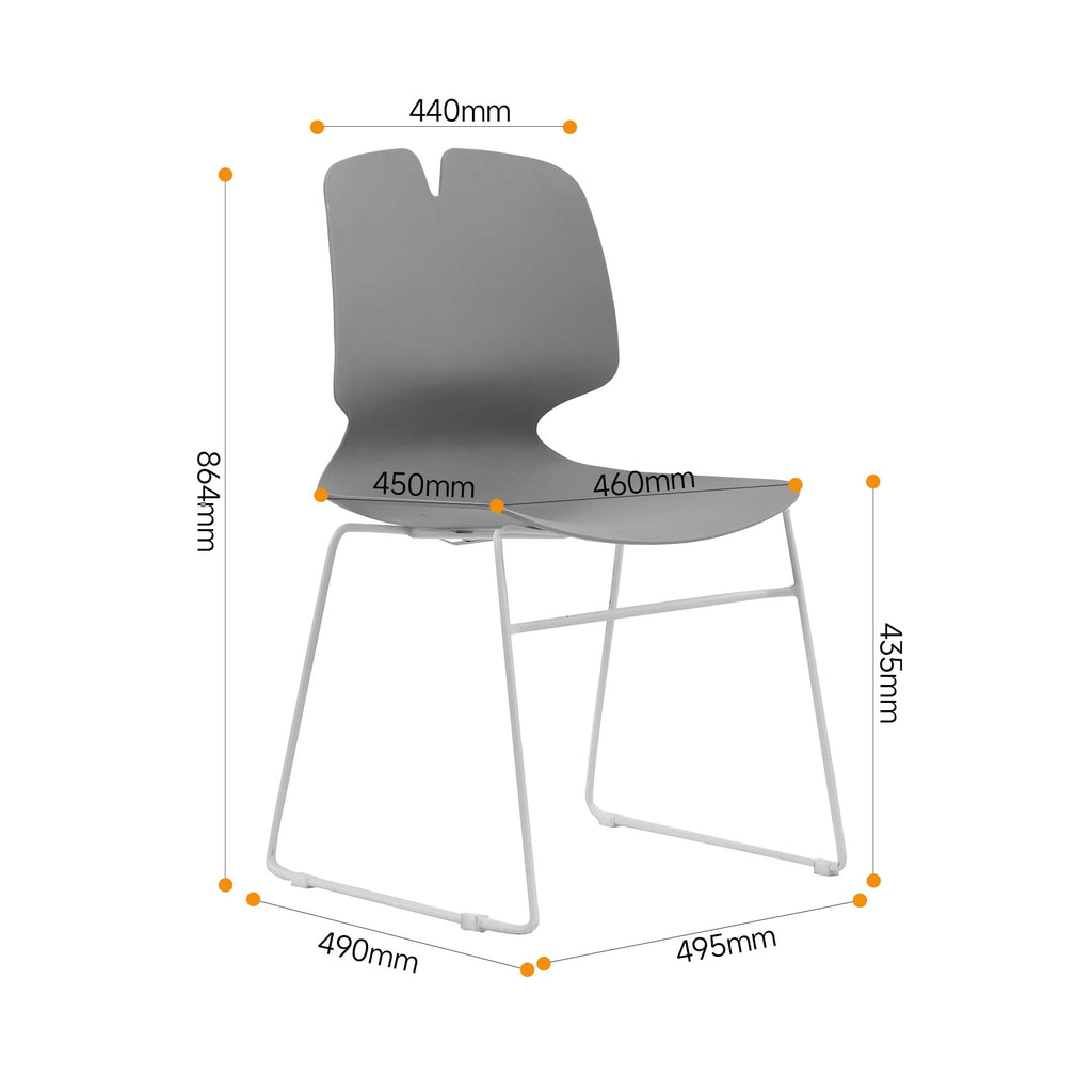 Grey Polypropylene Steel Office Chair Set of 4 D866