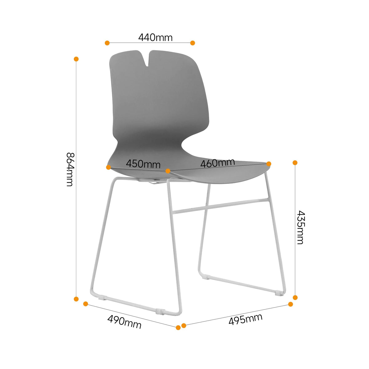 Grey Polypropylene Steel Office Chair Set of 4 D866