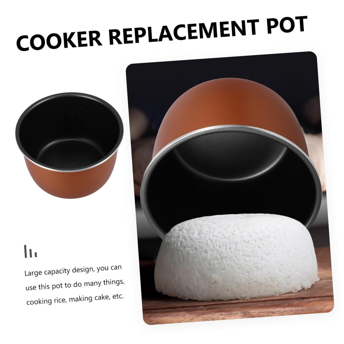 Non Stick Electric Cooker Inner Pot Aluminum Alloy Brown U50245