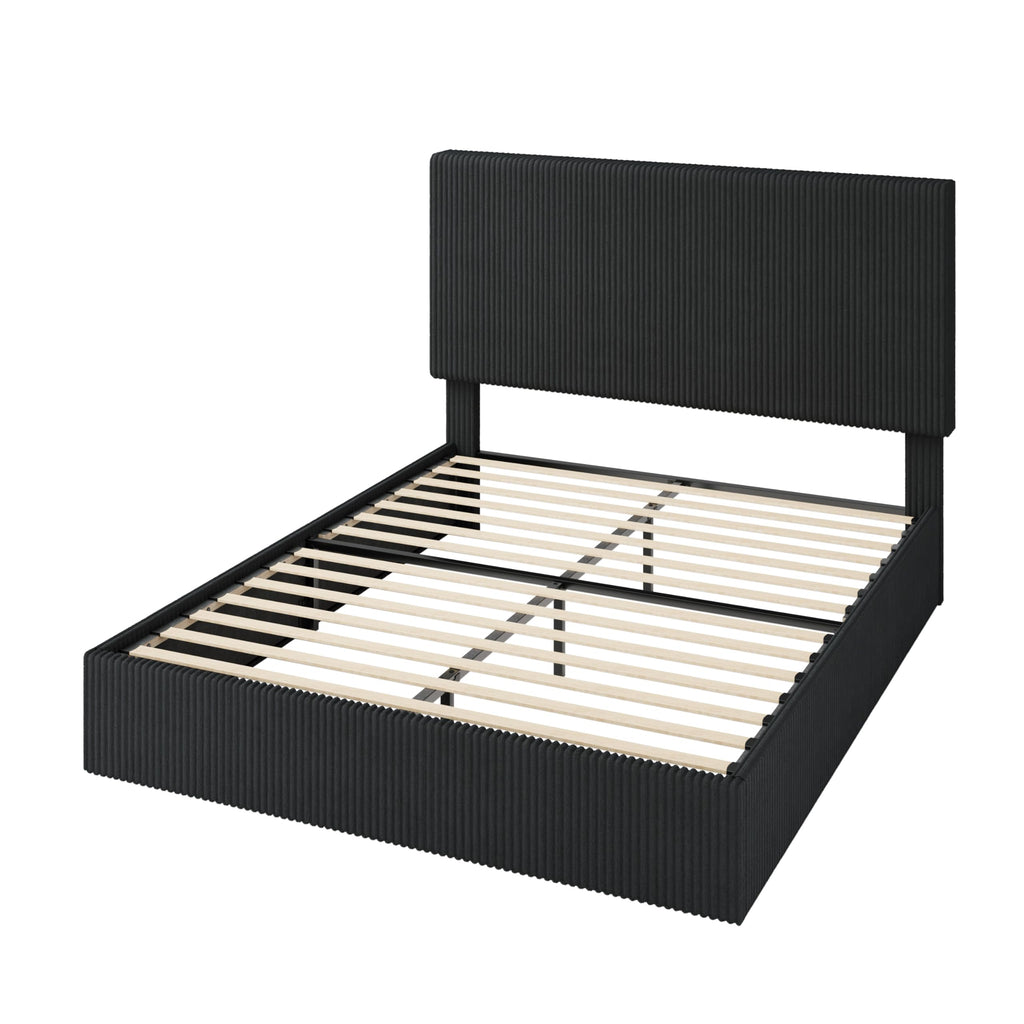 Queen Bed Frame with Adjustable Corduroy Headboard W176200
