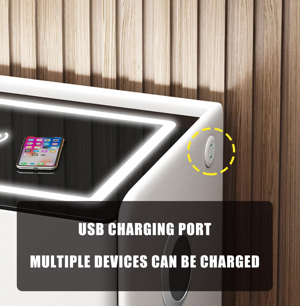 Gray 3 Tier Nightstand with Wireless Charging and Fingerprint Lock I21265