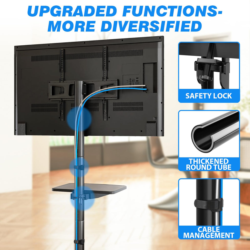 Mobile TV Stand for 23-65 Inch Flat Curved TVs Black S58367