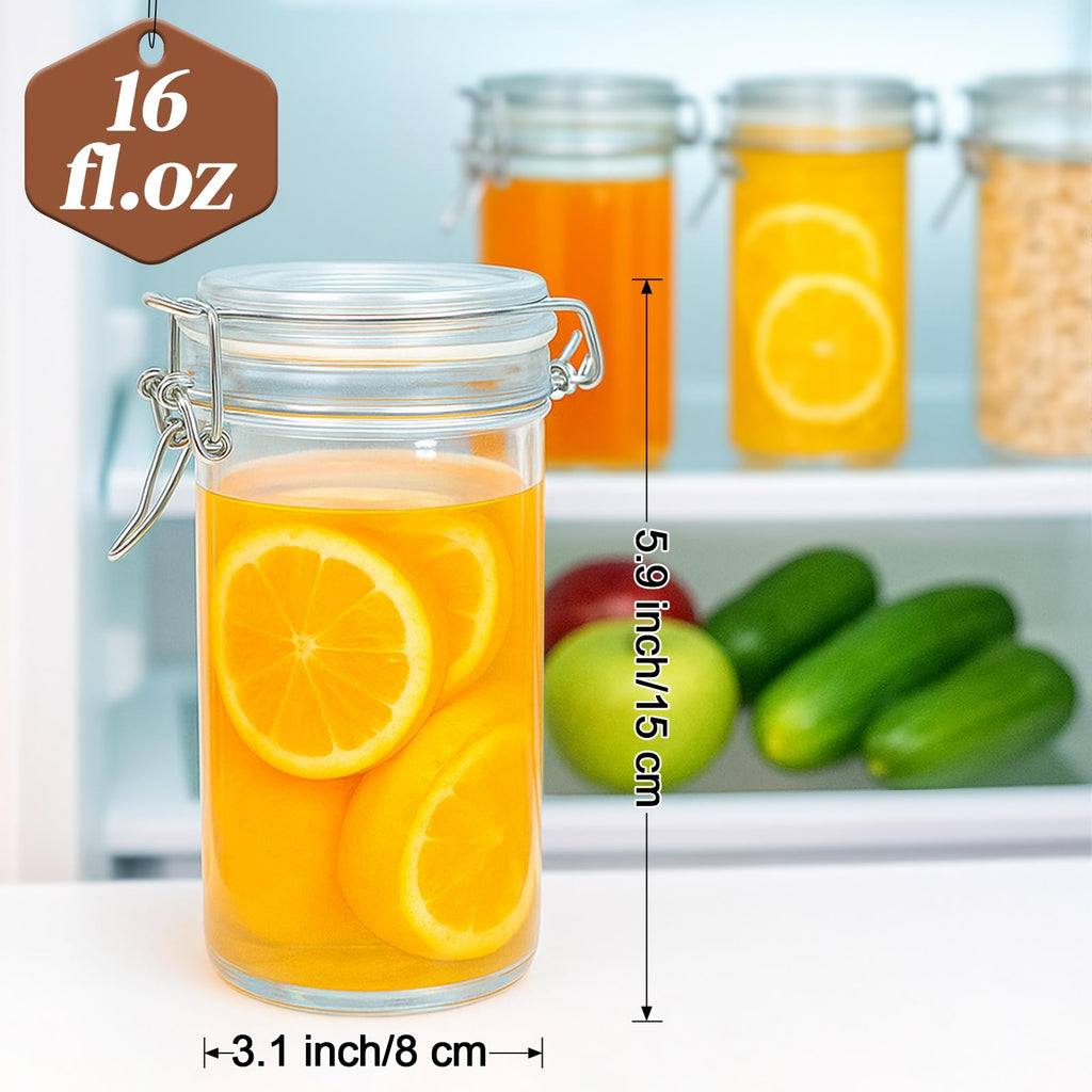8 PCS 16 oz Glass Jars with Airtight Lid M129