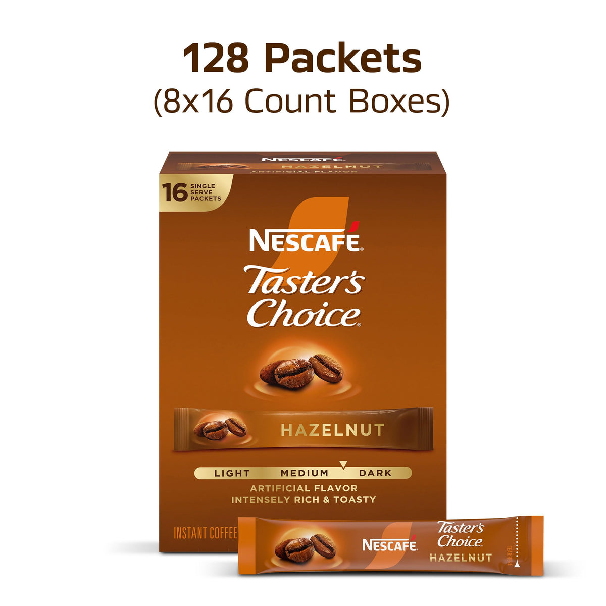 Hazelnut Flavored Coffee 8 Boxes 128 Packets B8623