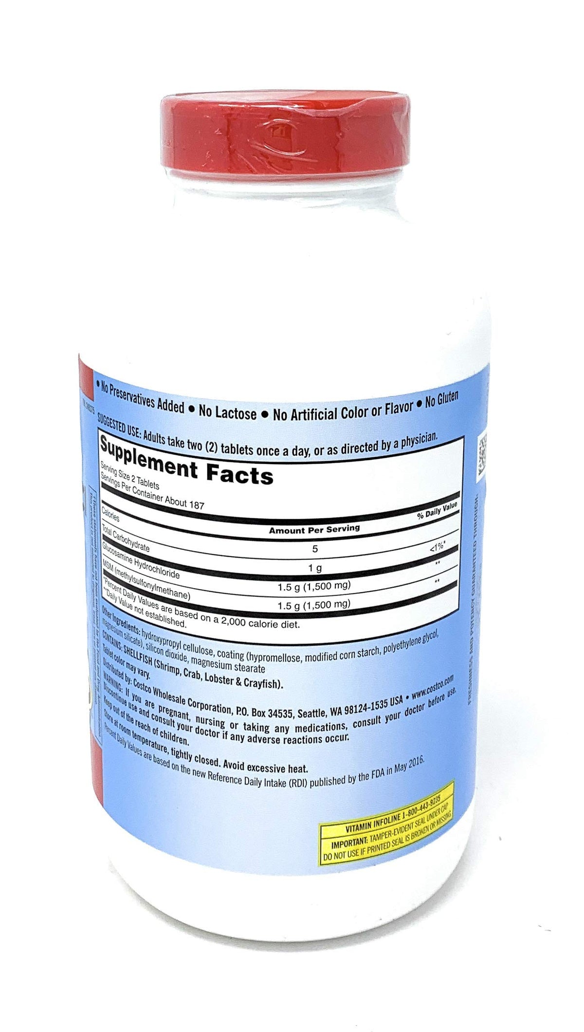 Extra Strength Glucosamine HCI 1500mg with MSM 1500mg 375-Count Tablets F80941