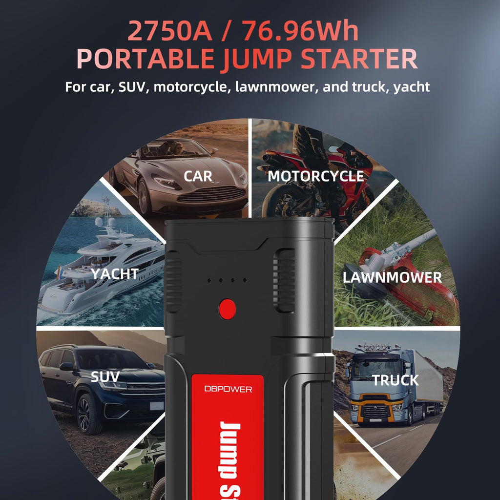 Portable 12V Car Jump Starter with Smart Clamp Cables S277