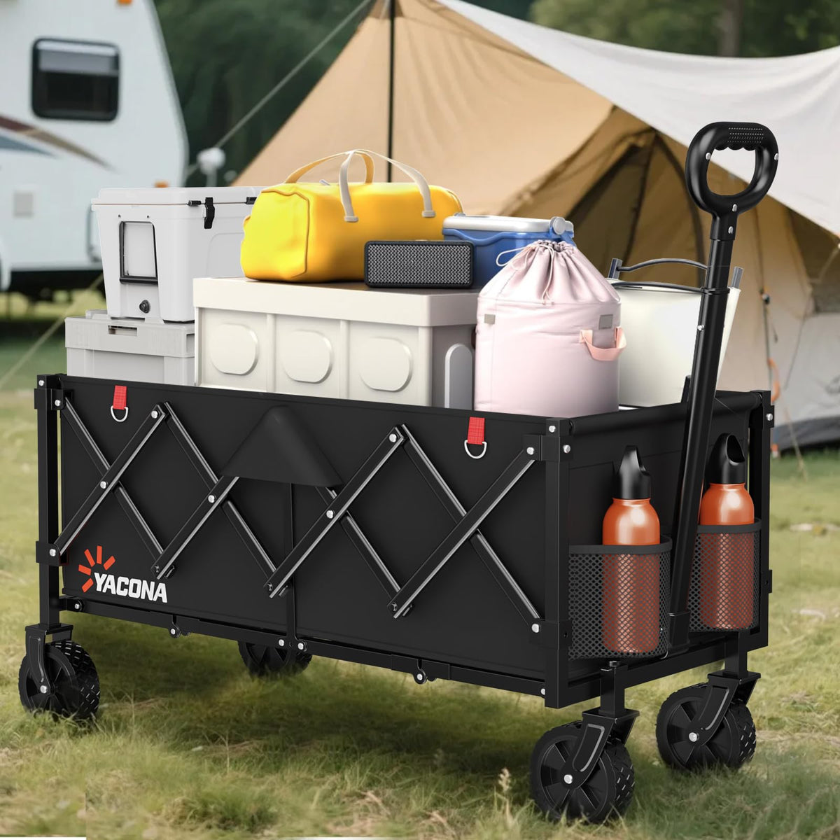 35" Extra Long Foldable Wagon Cart with Wheels U179