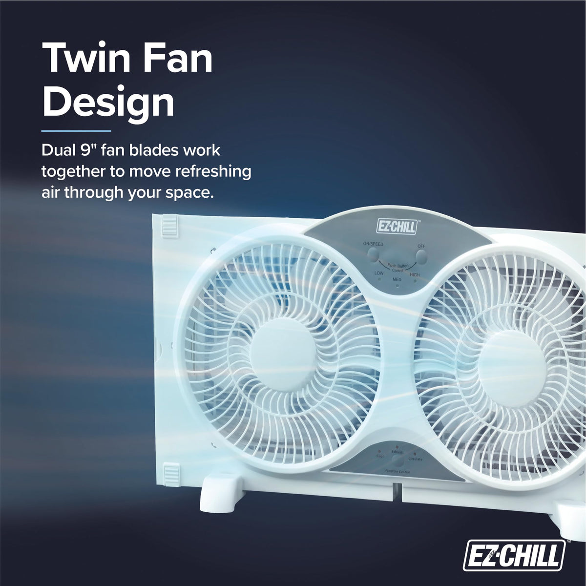 9” Window Fan with Remote Control, 3 Speed Dual Fans, White T223