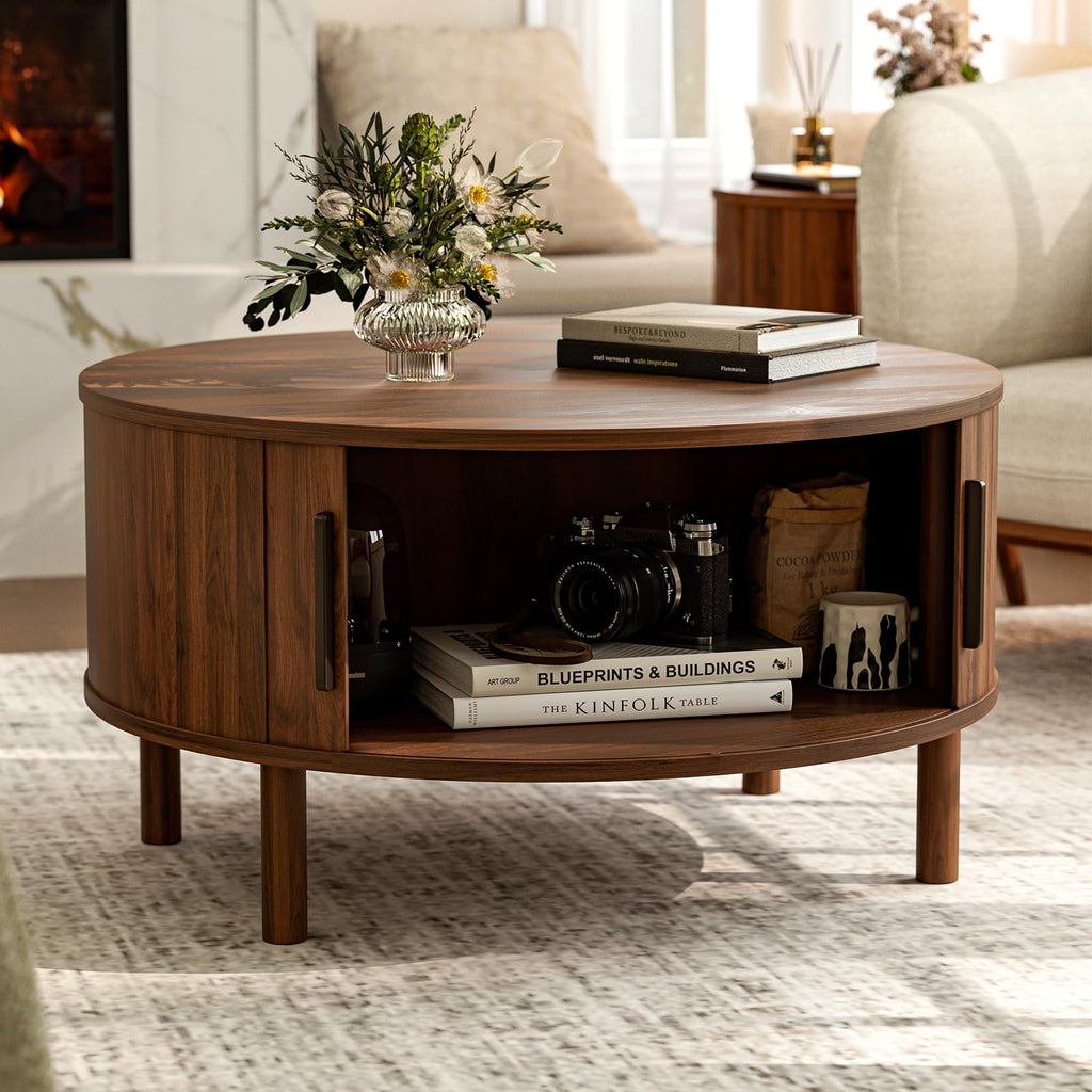 Round Coffee Table with Sliding Doors E4959