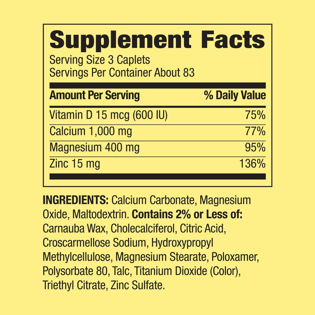 Calcium Magnesium Zinc with D3 Caplets 250ct Z4688