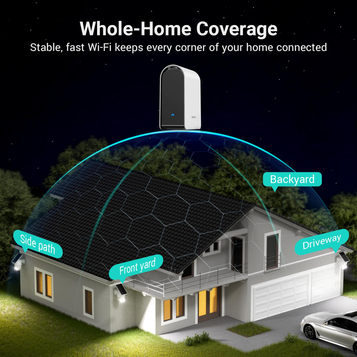 Wireless Outdoor Solar Powered 4-Cam Security Cameras D600971
