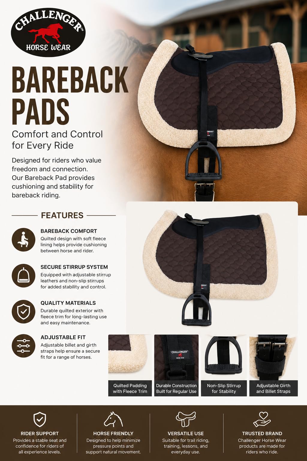Black Quilted Bareback Pad I221