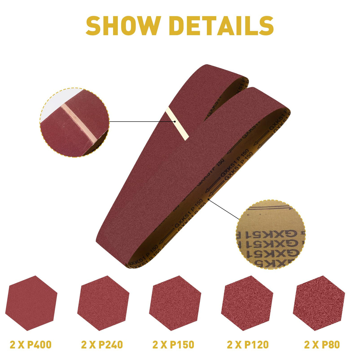 4 x 36 Inch Aluminum Oxide Sanding Belts and 6 Inch Sanding Discs Pack of 14 P885