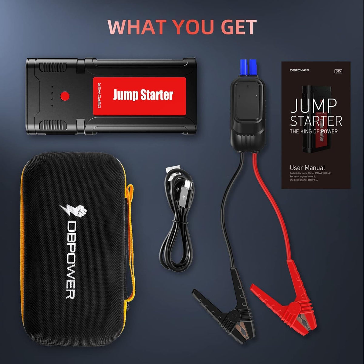 Portable 12V Car Jump Starter with Smart Clamp Cables S277