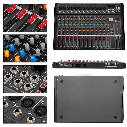 12 Channel Black USB Audio Mixer Z1354