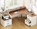 68 Inch L Shaped Executive Desk with Drawers I490