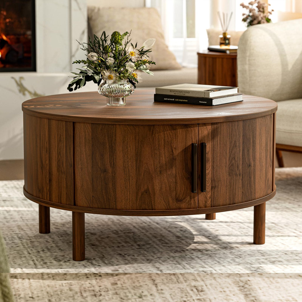Round Coffee Table with Sliding Doors E4959