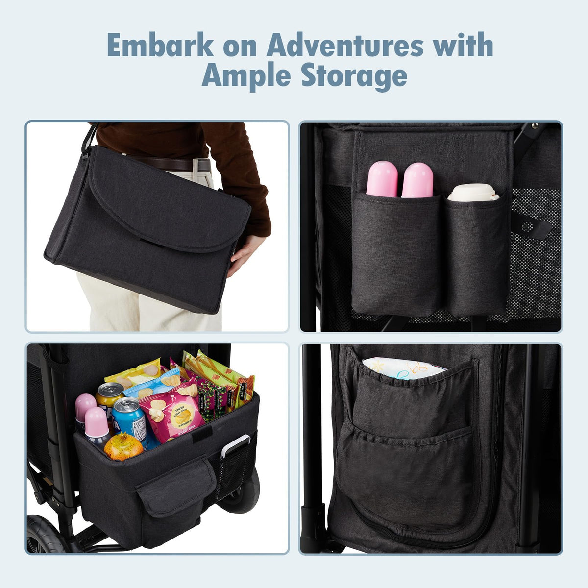 Foldable All-Terrain Double Wagon Stroller with Canopy Y533772