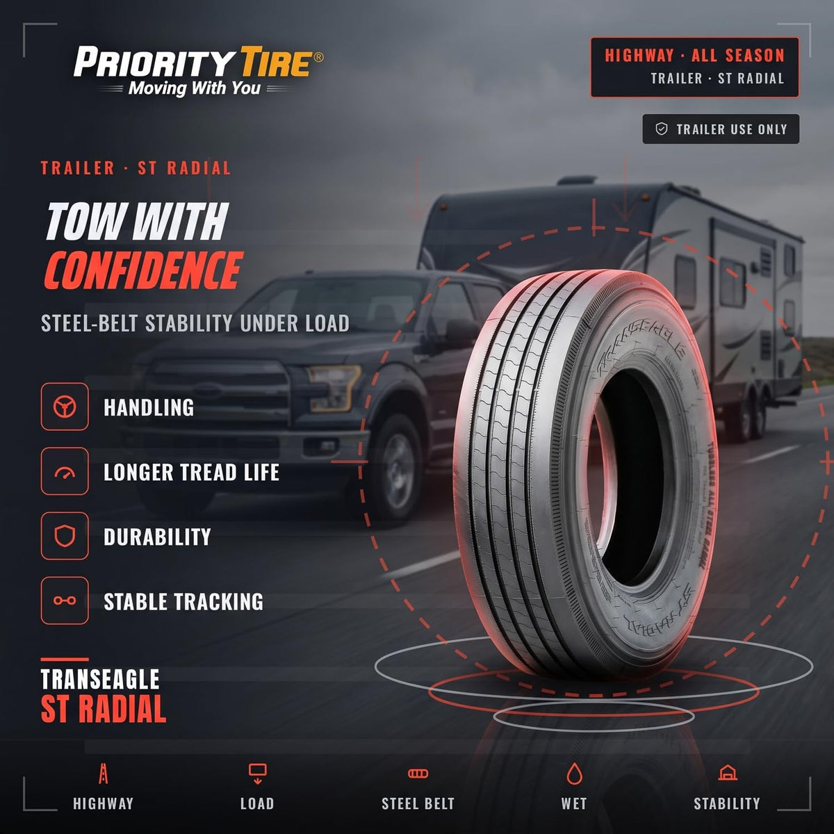 4 x All Season 12 Ply All Steel Tires Z28670