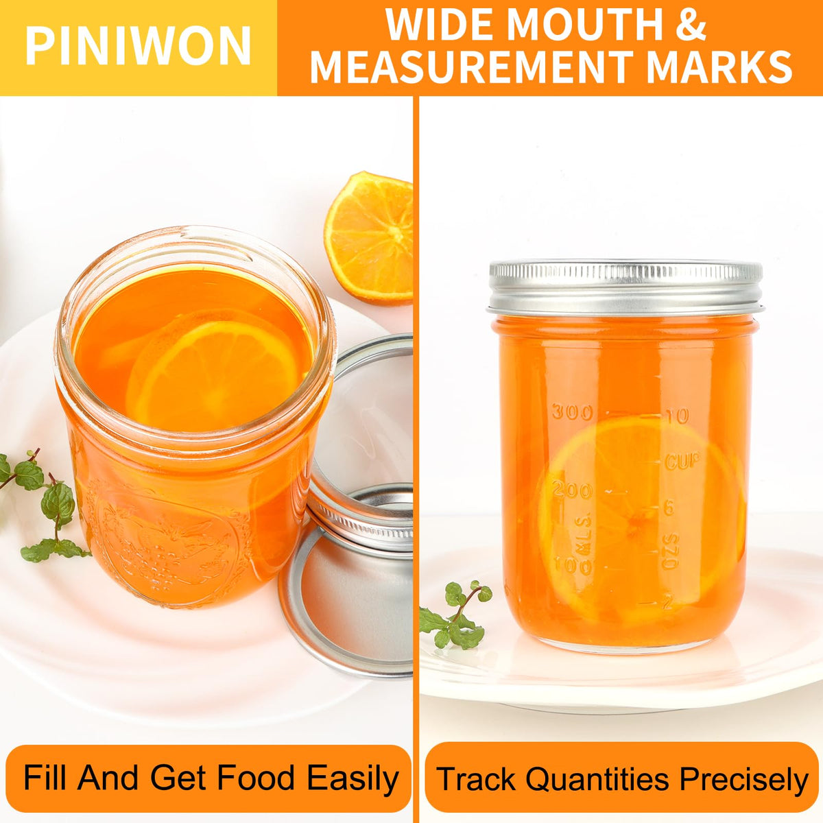16 oz Wide Mouth Mason Jars 6 Pack D4510