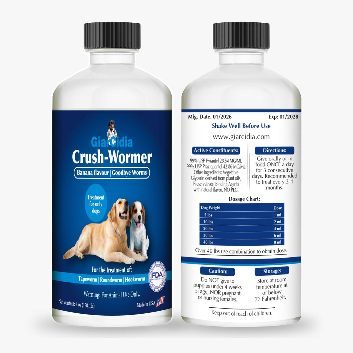 Broad Spectrum Dog Dewormer Treatment 120ml Banana Flavour Z688544