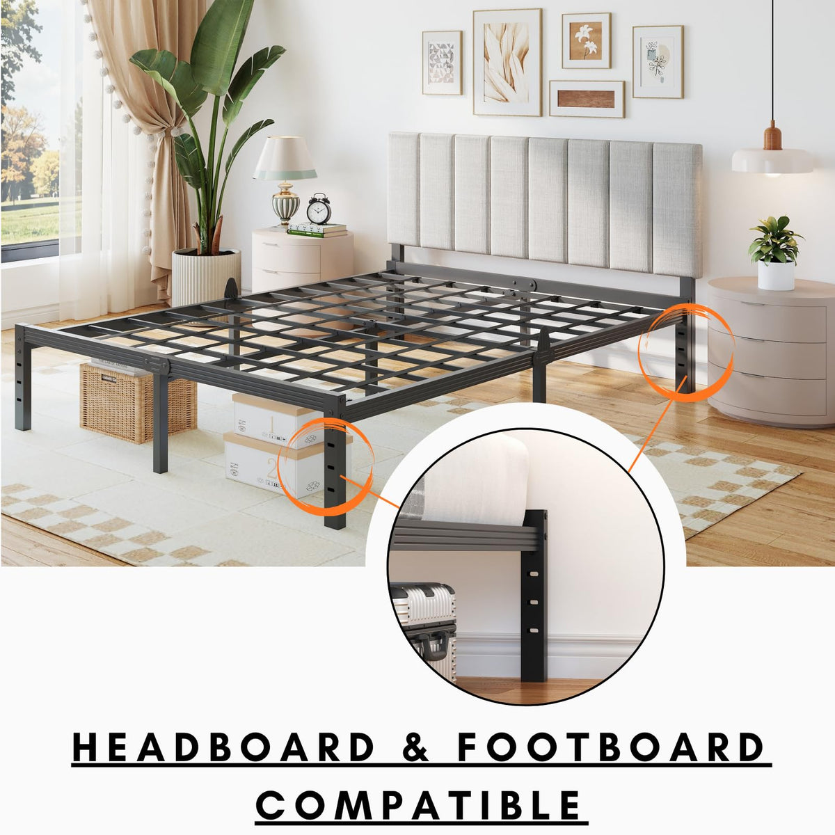 14 Inch Metal Platform Full Bed Frame with Storage F58788