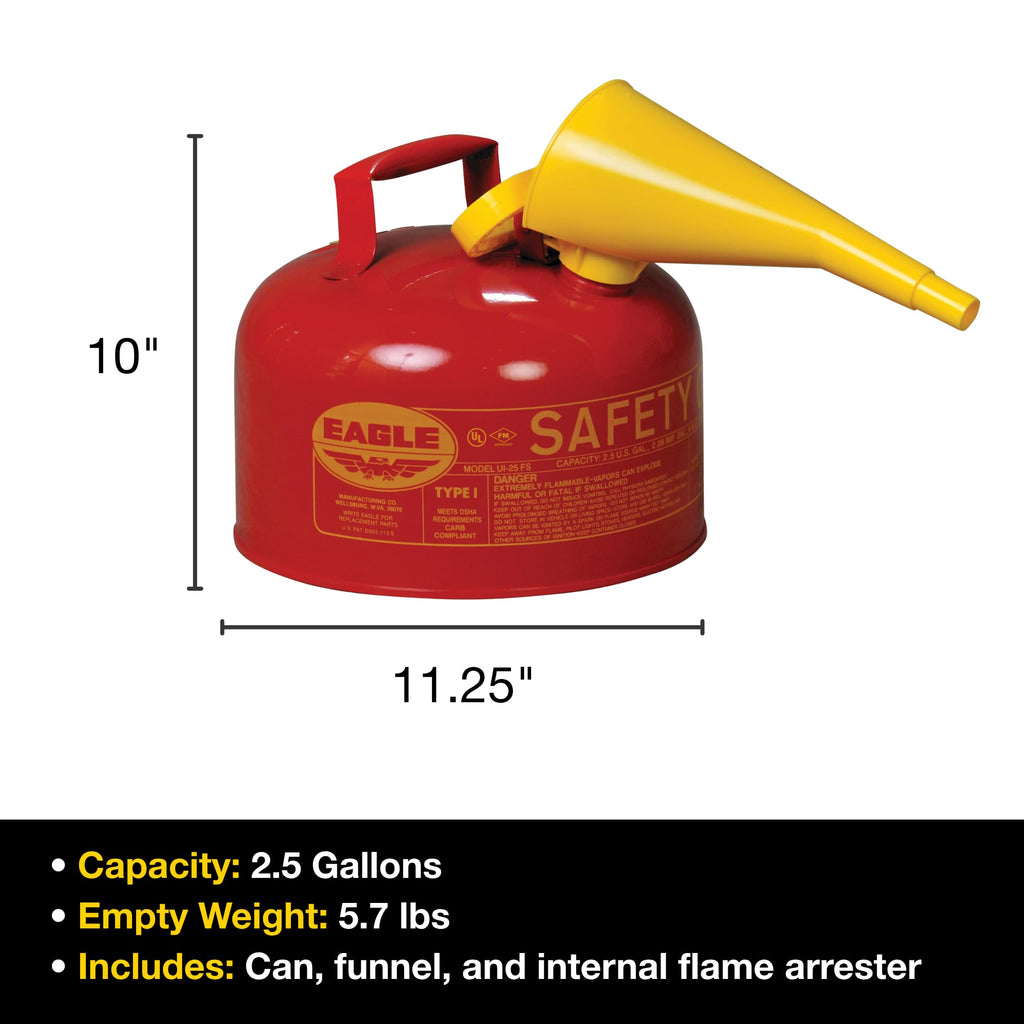 2.5 Gallon Type I Red Gas Can U949