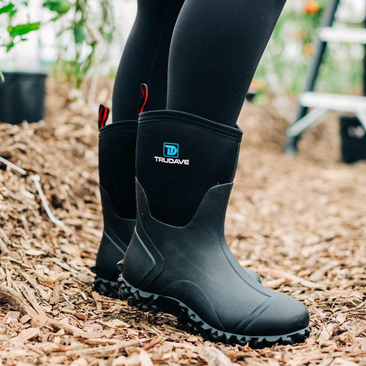 Rubber Boots with Steel Shank, 6mm Neoprene Mid Calf Rain Boots U993493