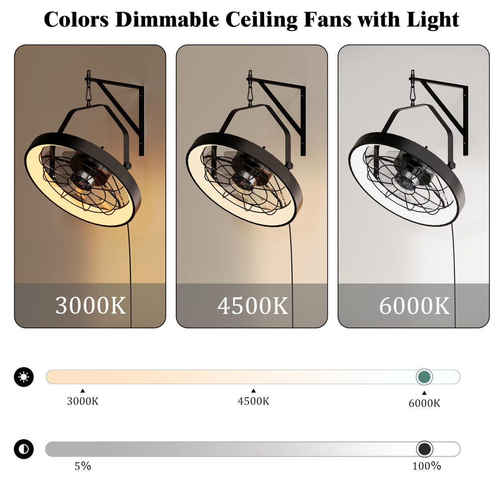 20 Inch Plug In Wall Mount Fan with Light A711833