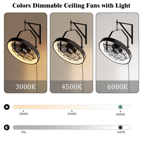 20 Inch Plug In Wall Mount Fan with Light A711833