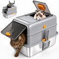 Stainless Steel High Sided Cat Litter Box with Lid T9115